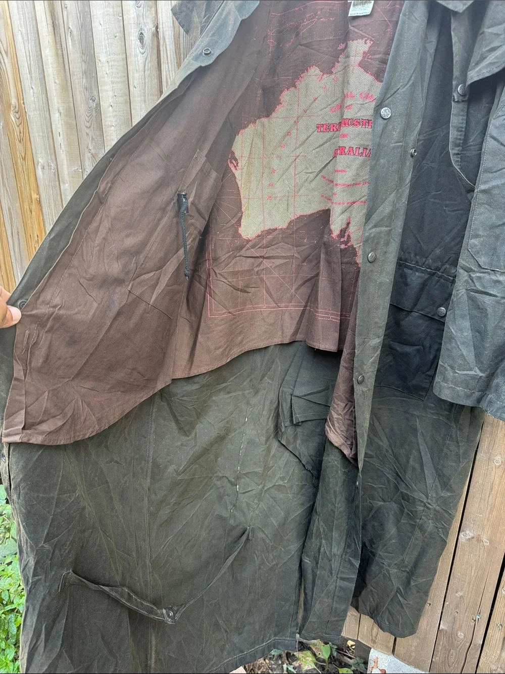 Kakadu Australia Men's Olive Waxed Cotton Trench Coat
